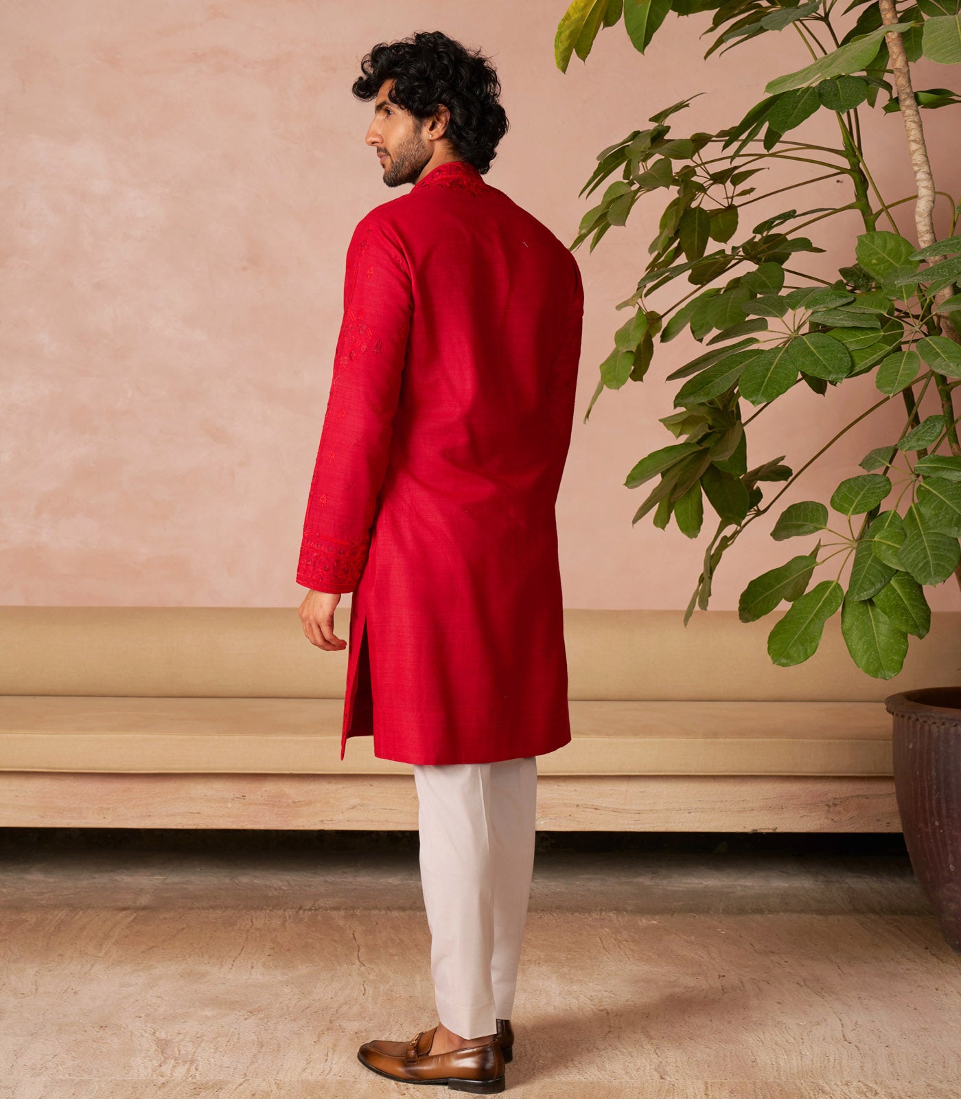 CHERRY RED KURTA SET