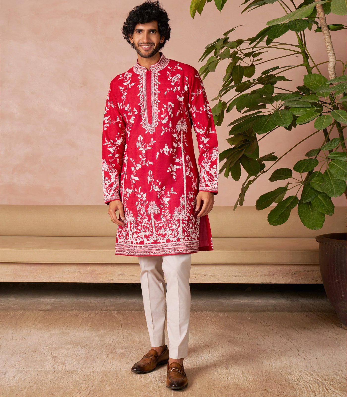 CHERRY RED KURTA SET