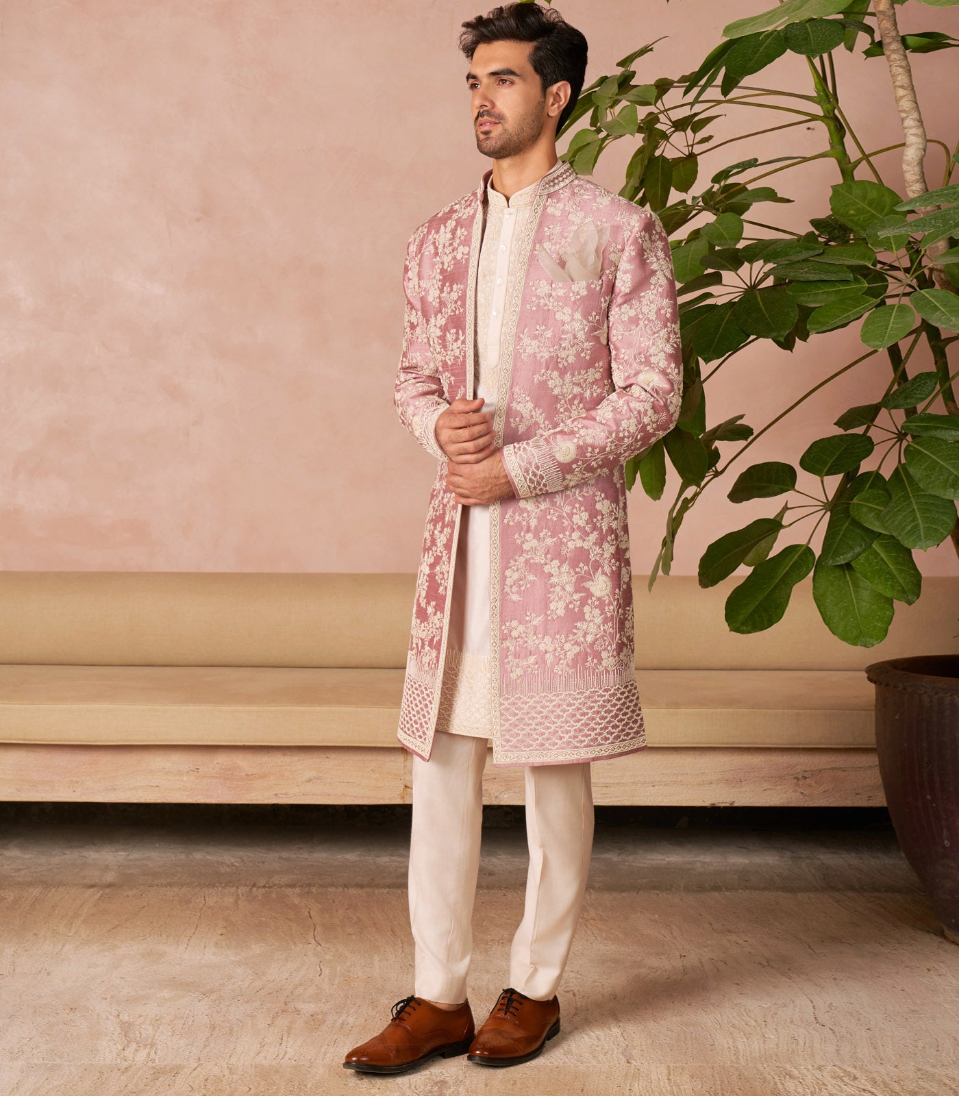DUSTY ROSE SHERWANI SET