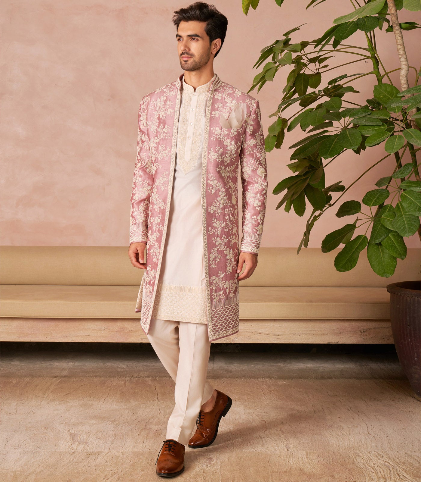 DUSTY ROSE SHERWANI SET