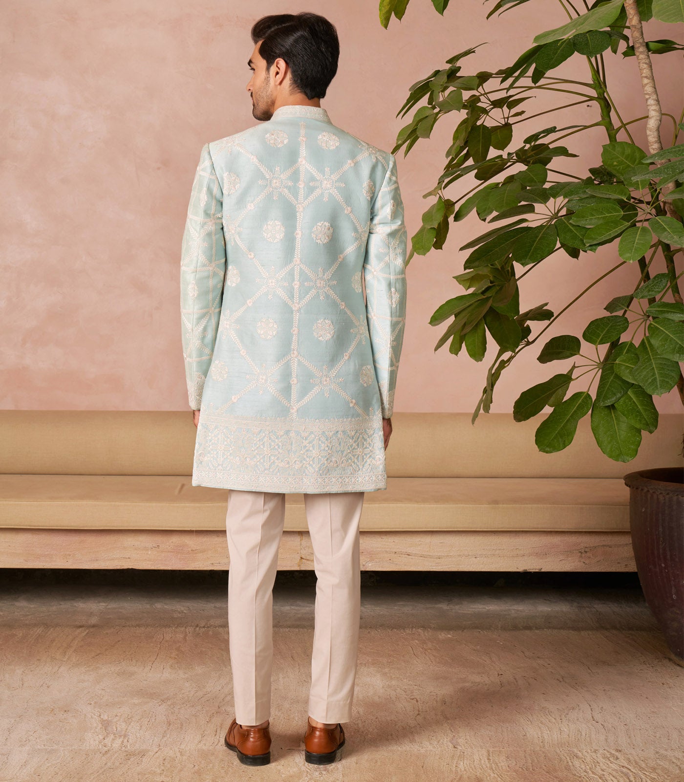 AQUA BLUE BANDHGALA SET