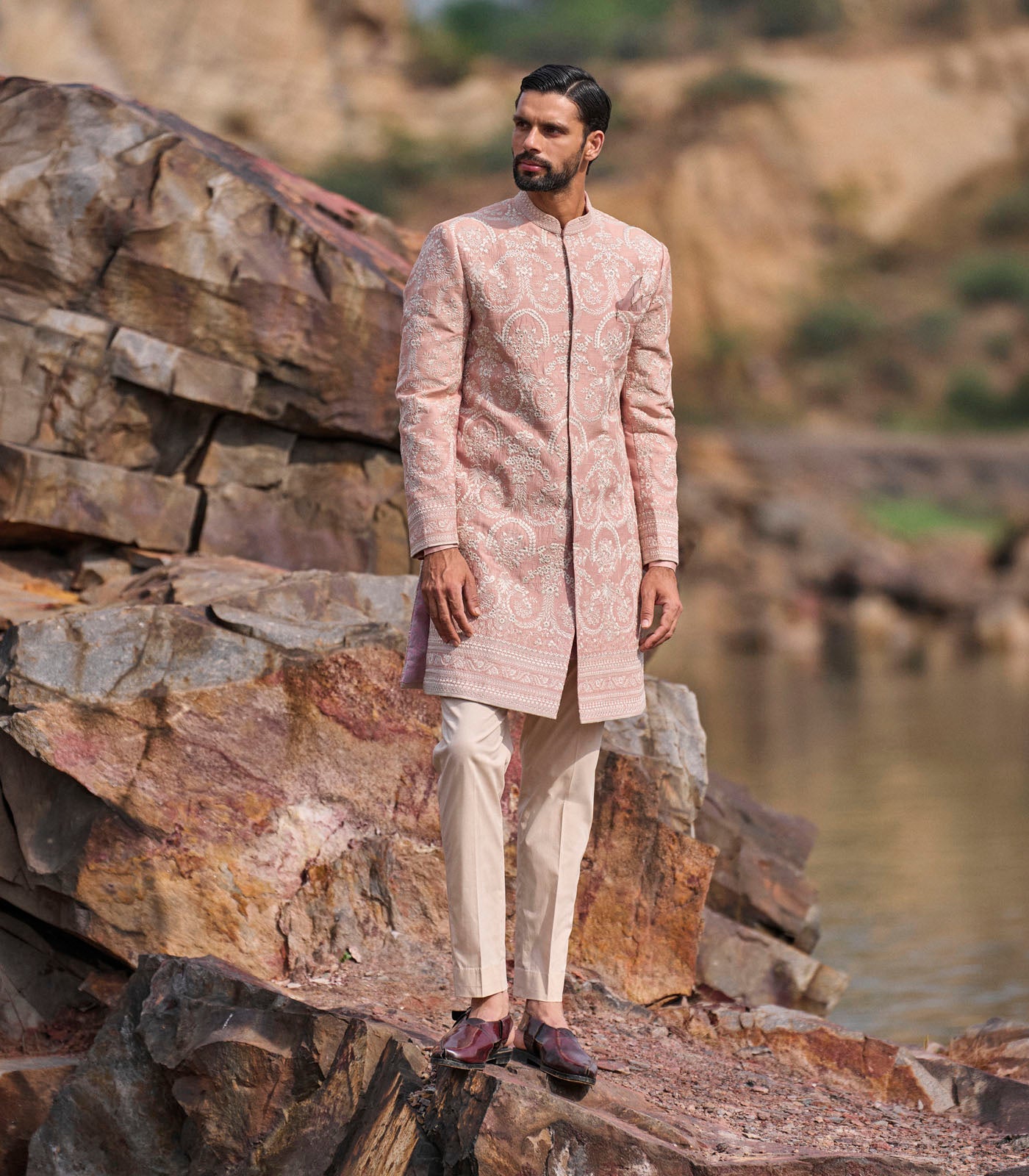 DUSTY ROSE SHERWANI SET