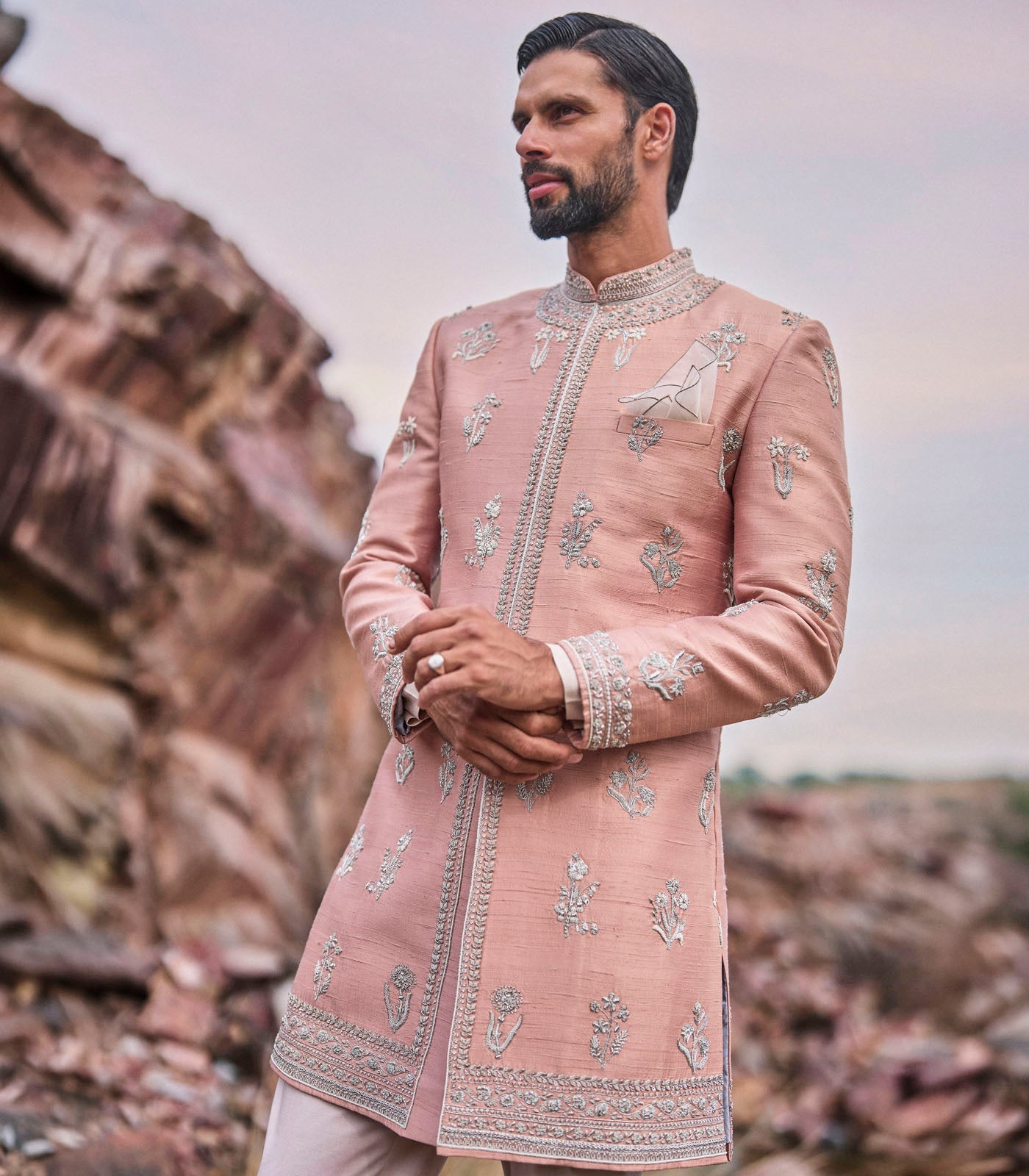 DUSTY ROSE SHERWANI SET