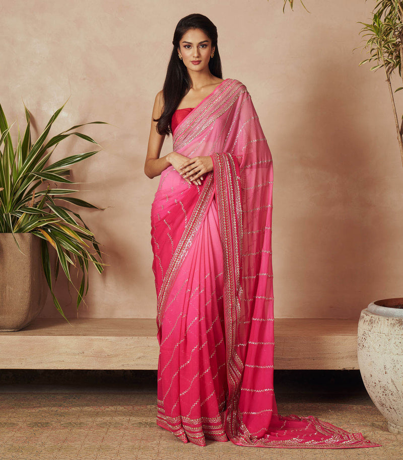 PINK OMBRE CHIFFON SAREE