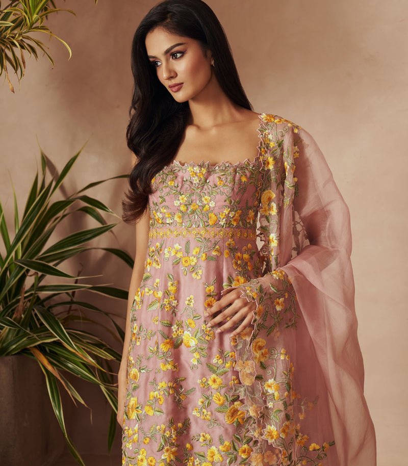 PINK MALAIKA SHARARA SET