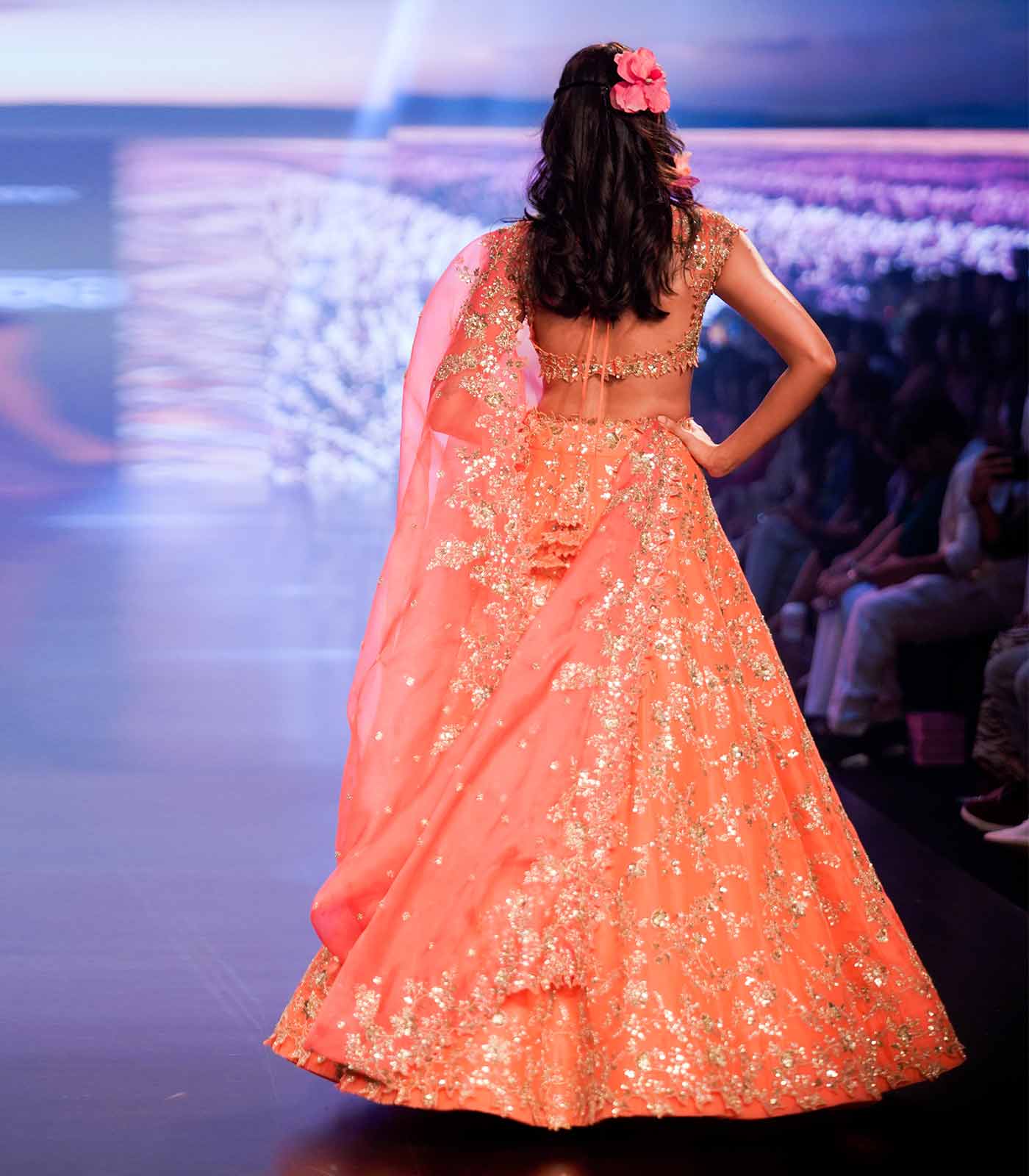 Basrat orange lehanga set