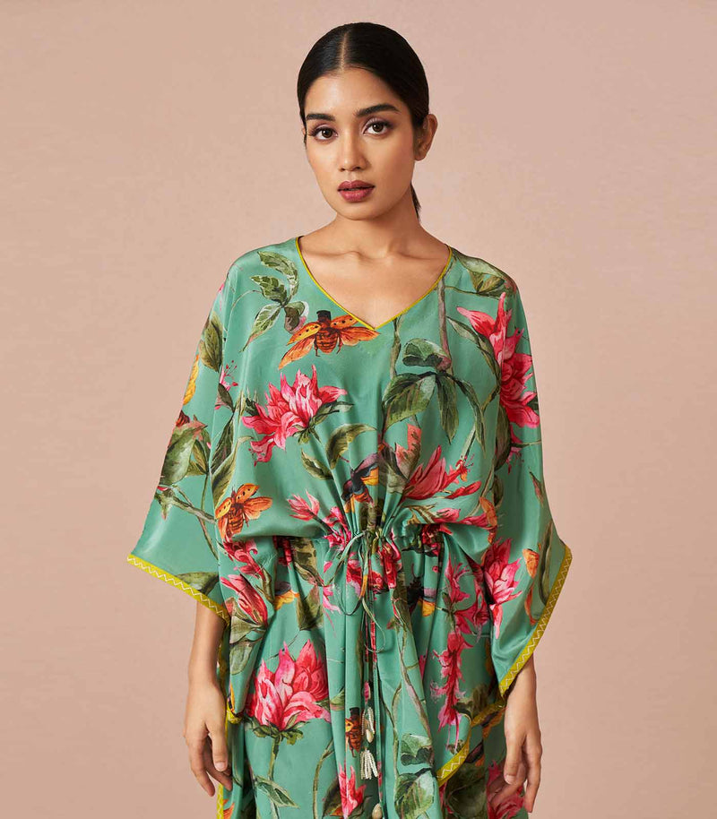 Bougainvillea sea green kaftan
