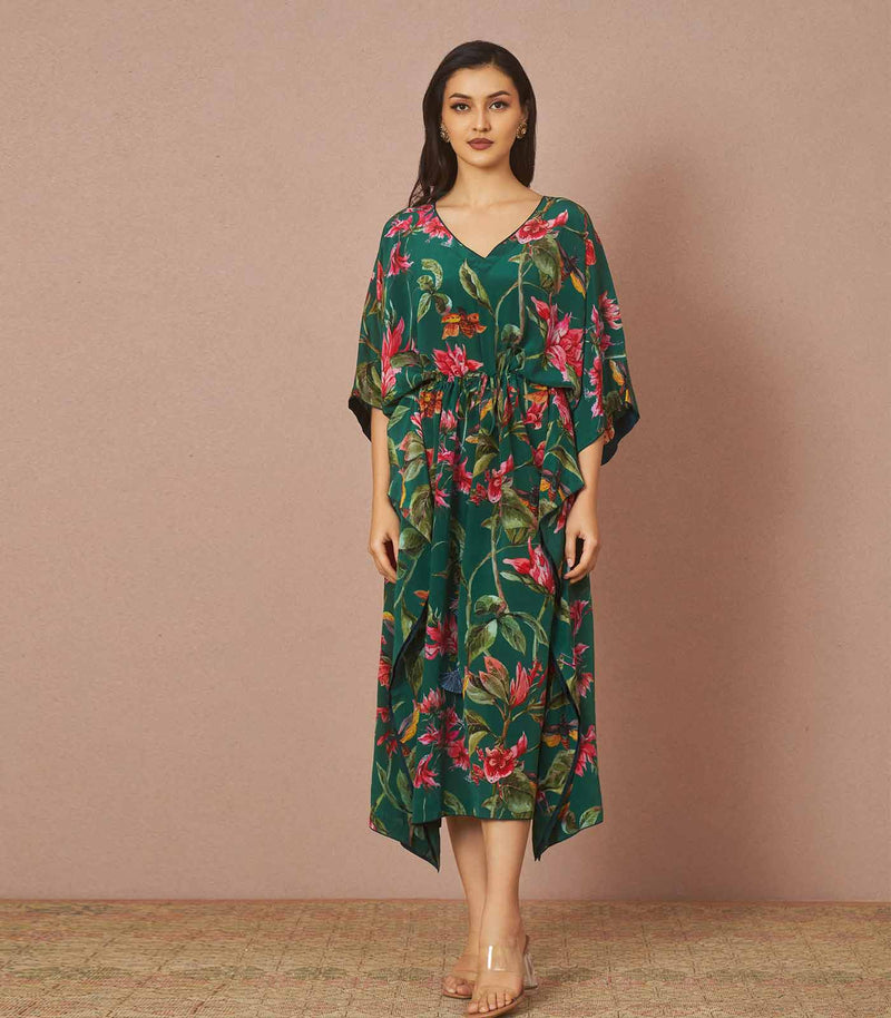 Bougainvillea deep green Kaftan