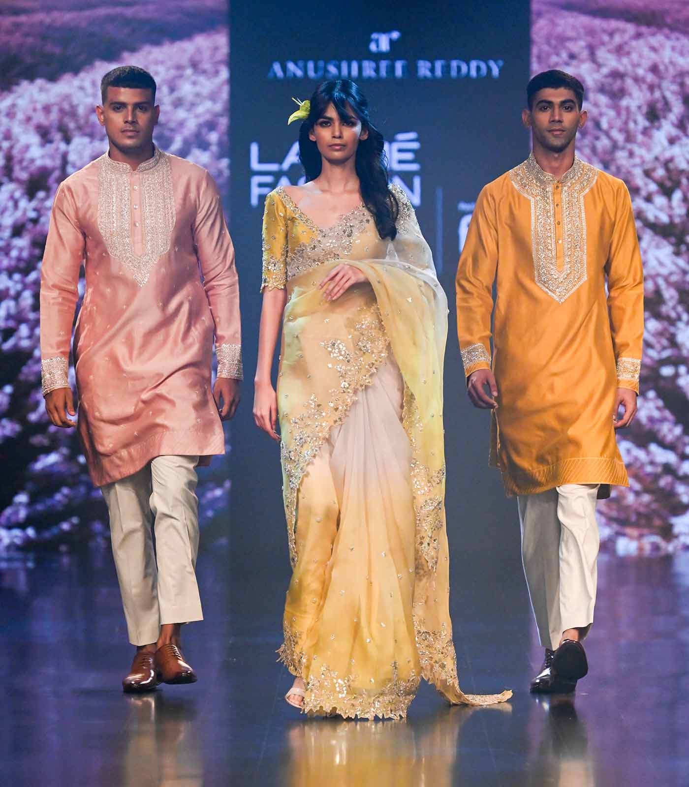 Dusty rose lotus butti kurta set