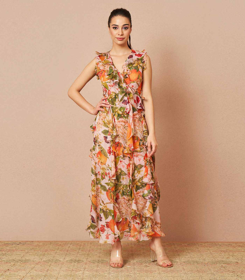 Tangerine wrap dress