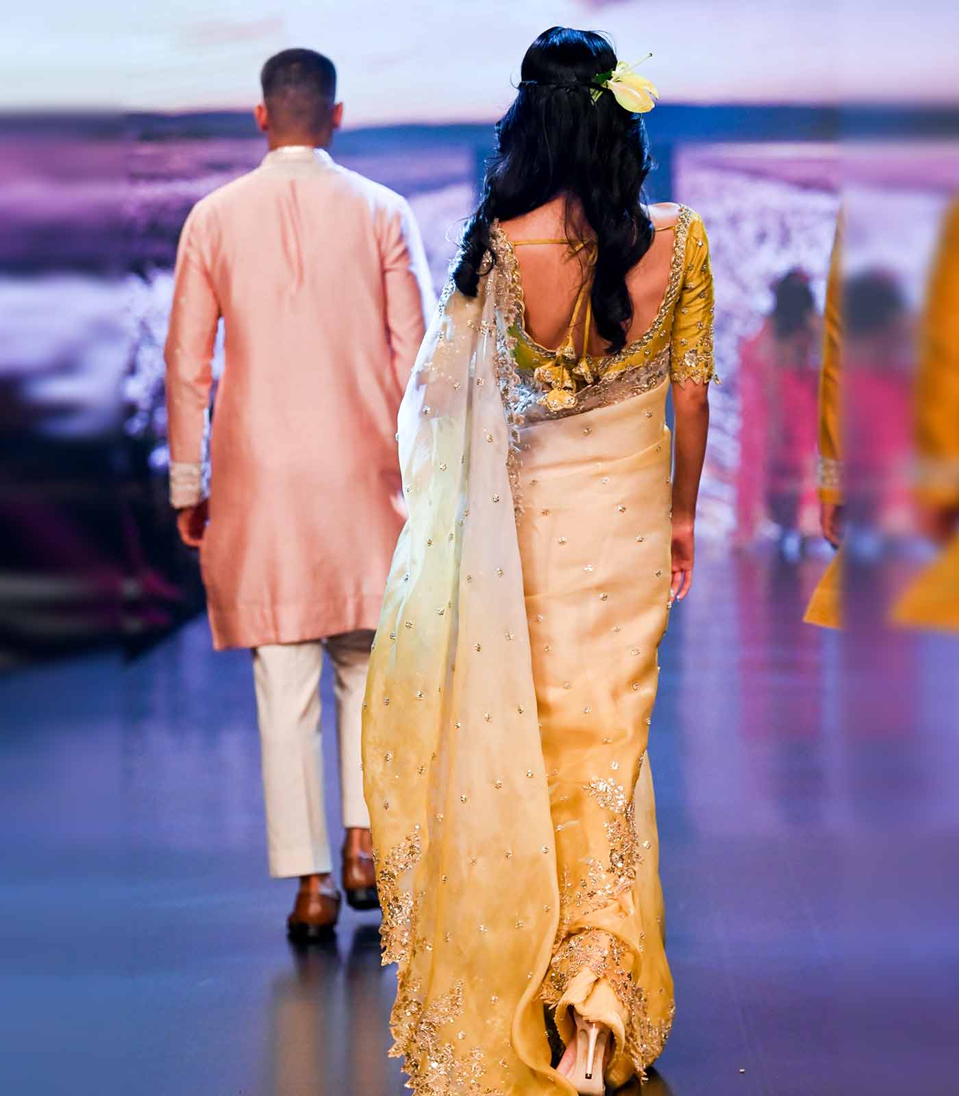 Sehaj ombre yellow saree