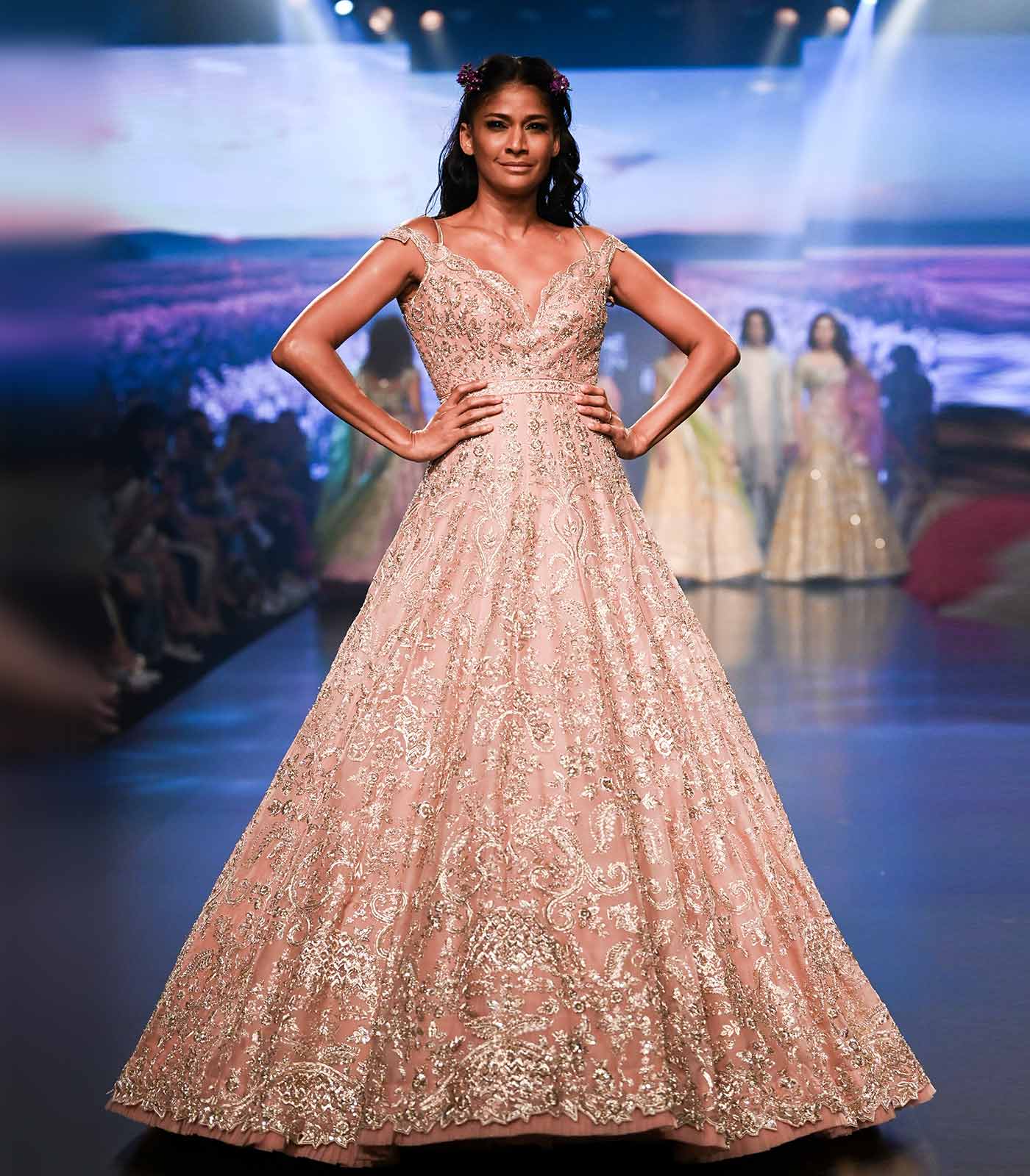 khushrana dusty rose gown