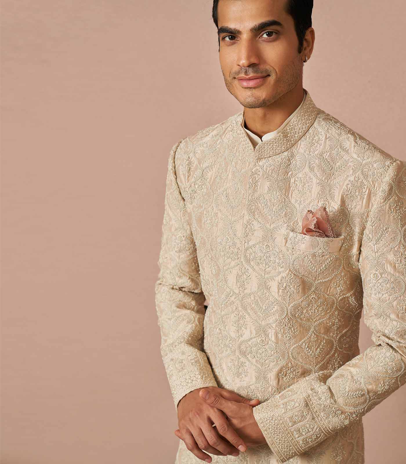 Ivory rawsilk Armaan Sherwani Set