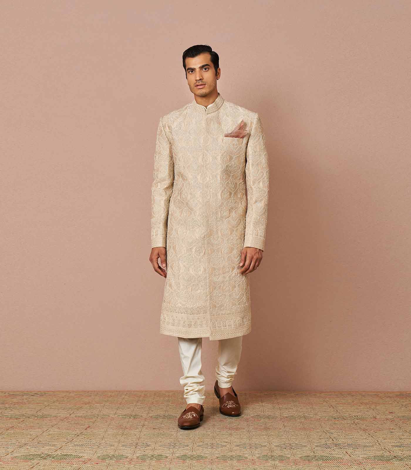 Ivory rawsilk Armaan Sherwani Set