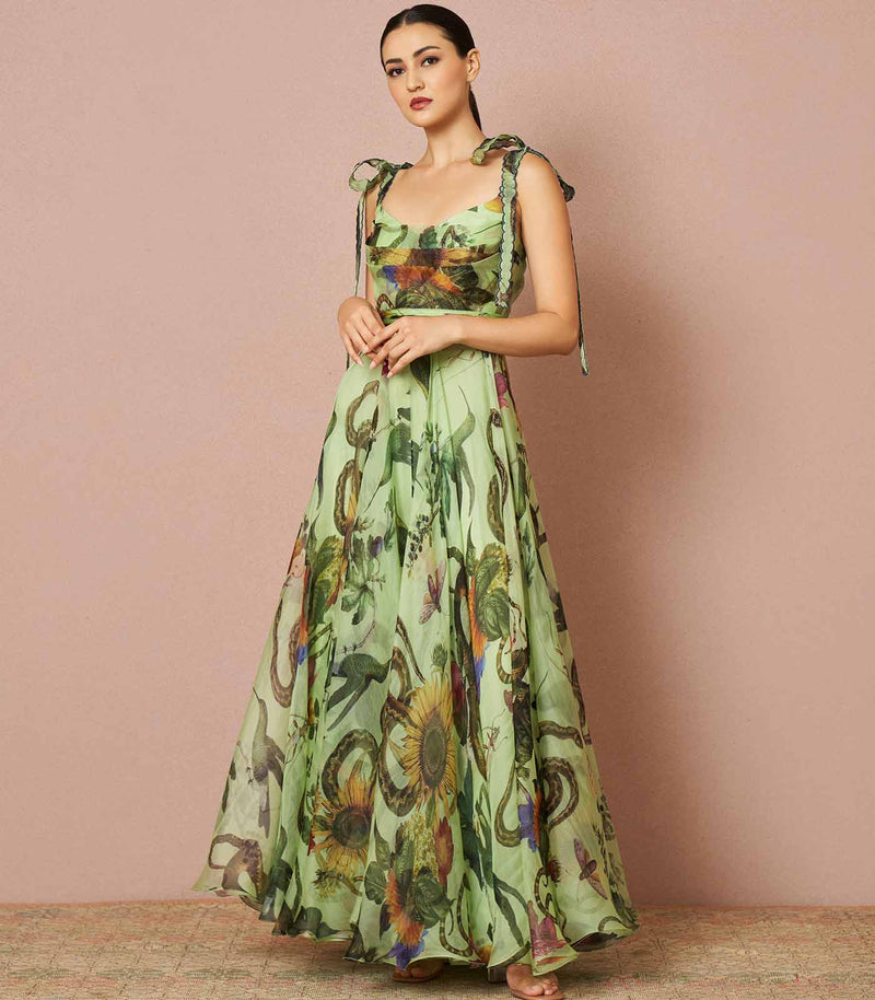 Florian mint green tie up gown