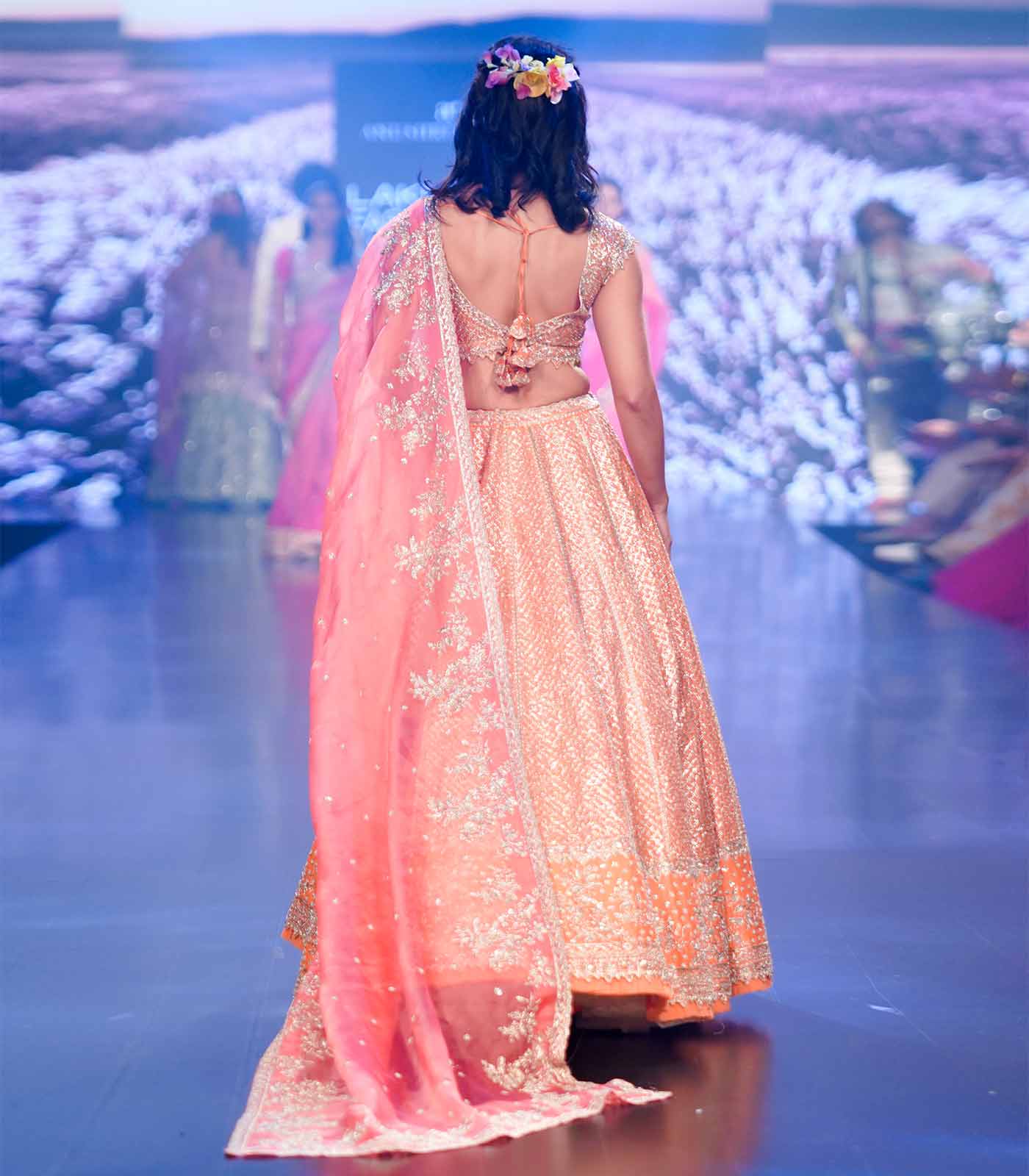 Nissa orange lehnga set
